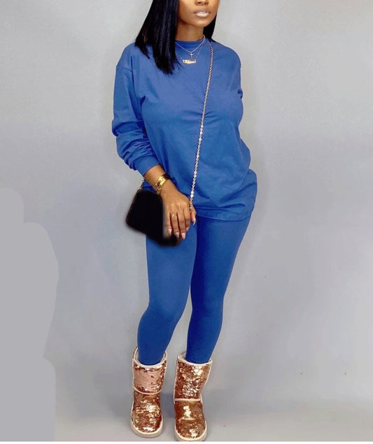 Blue Two Piece Lounge Set